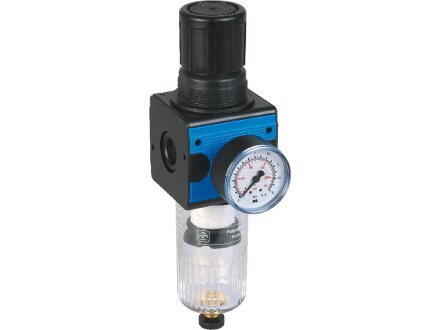 Filterregler G 45323 FR-H-G1/2i-20-0,5/16-ZS-MHA-B3 - Baureihe Bloc 3 mit manuellem/halbautomatischem Kondensatablass und Manometer