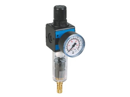 Filterregler G 45383 FR-H-G1/4i-16-1,5/3-PC-AK10-B1 - Baureihe Bloc 1 mit automatischem Kondensatablass und Manometer